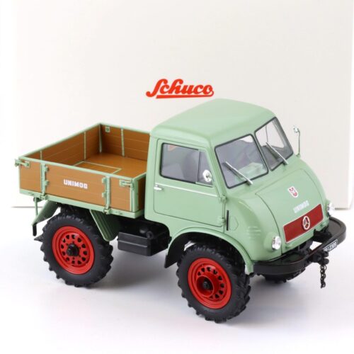 1:18 Schuco Mercedes Unimog 401 mit Westfalia Kabine green 450017600
