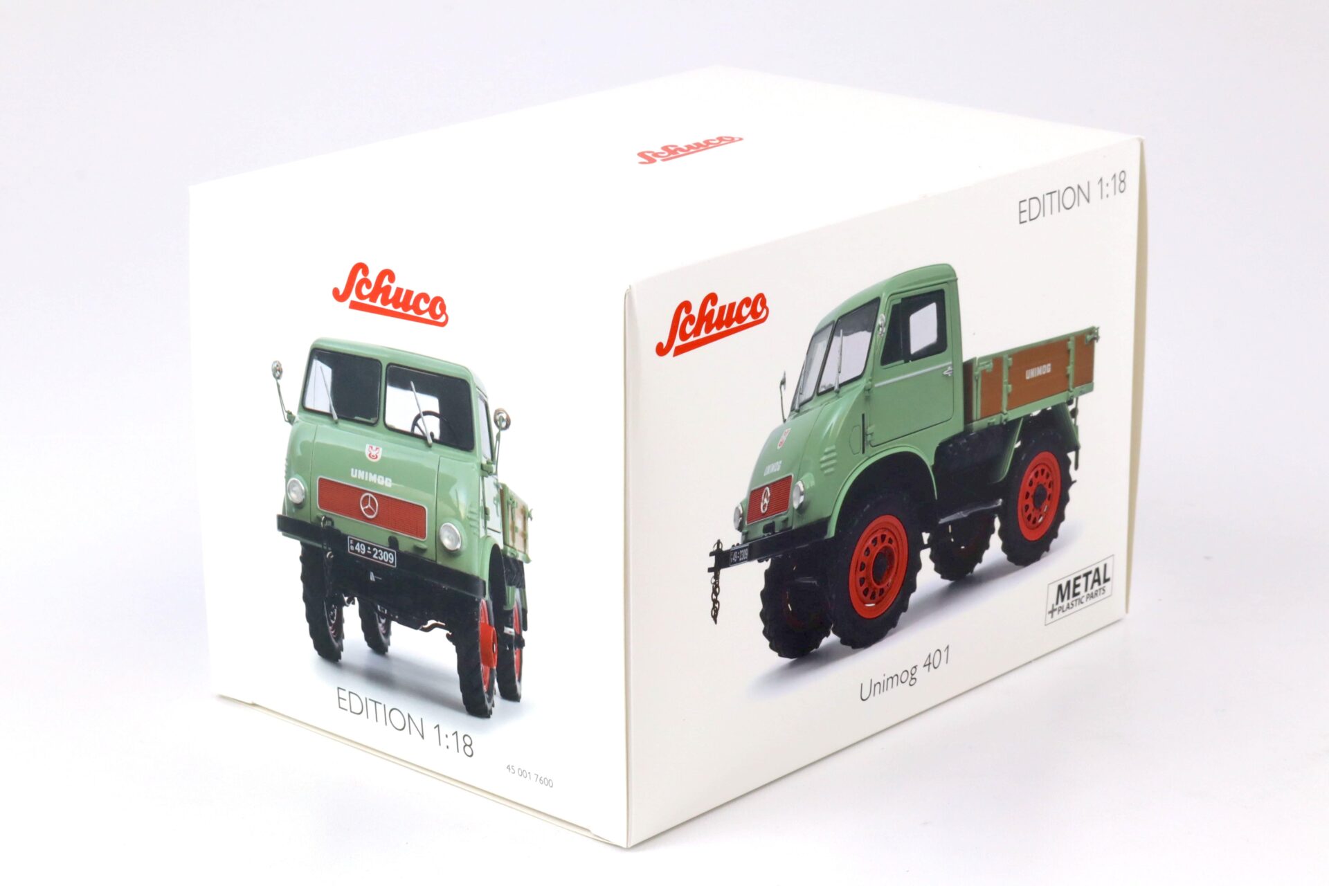 1:18 Schuco Mercedes Unimog 401 mit Westfalia Kabine green 450017600