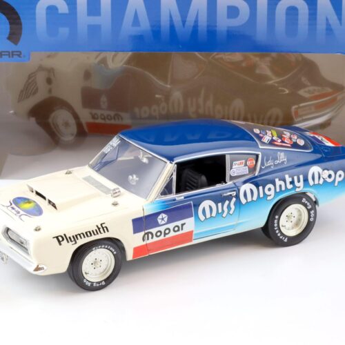 1:18 Highway61 1968 Plymouth Hemi Barracuda Mighty Miss Mopar blue/ white