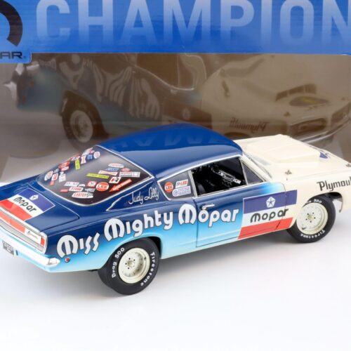 1:18 Highway61 1968 Plymouth Hemi Barracuda Mighty Miss Mopar blue/ white