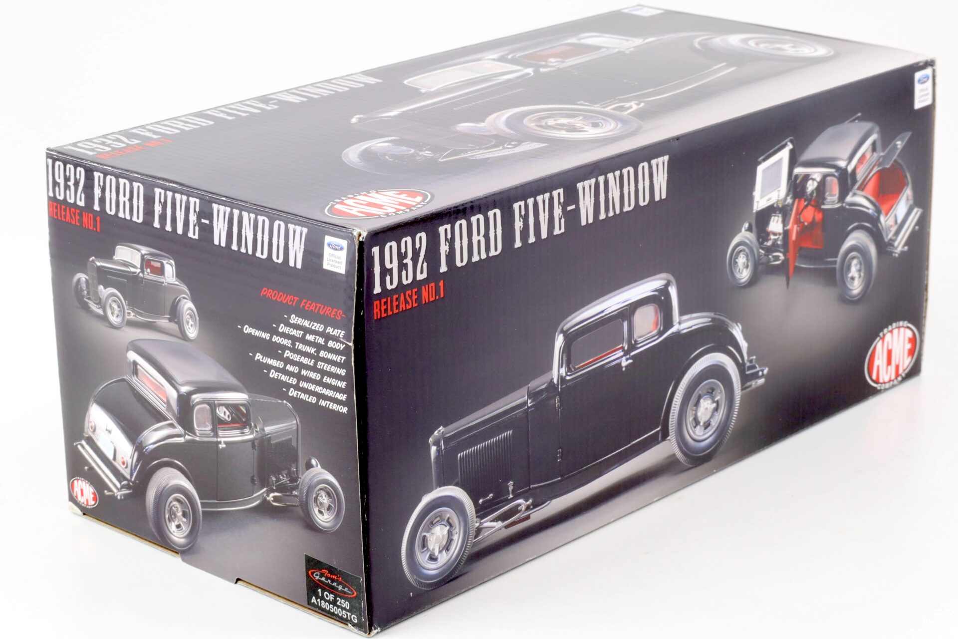 1:18 ACME 1932 Ford Five-Window Hot Rod Release No.1 TOMS GARAGE red/ black A1805005TG
