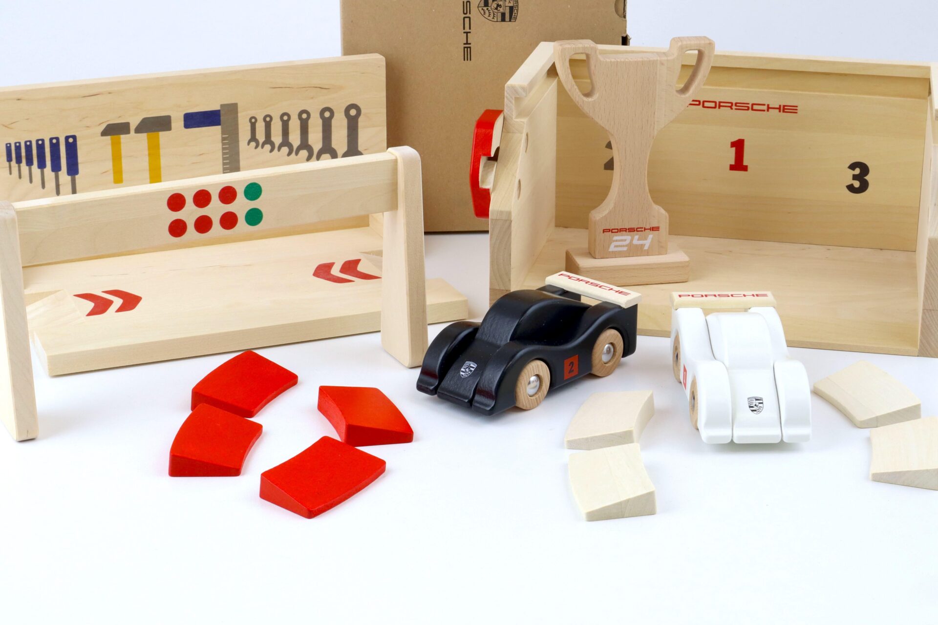 Original Porsche Drivers Selection Race Track Starter Set Holzspielzeug Rennbahn