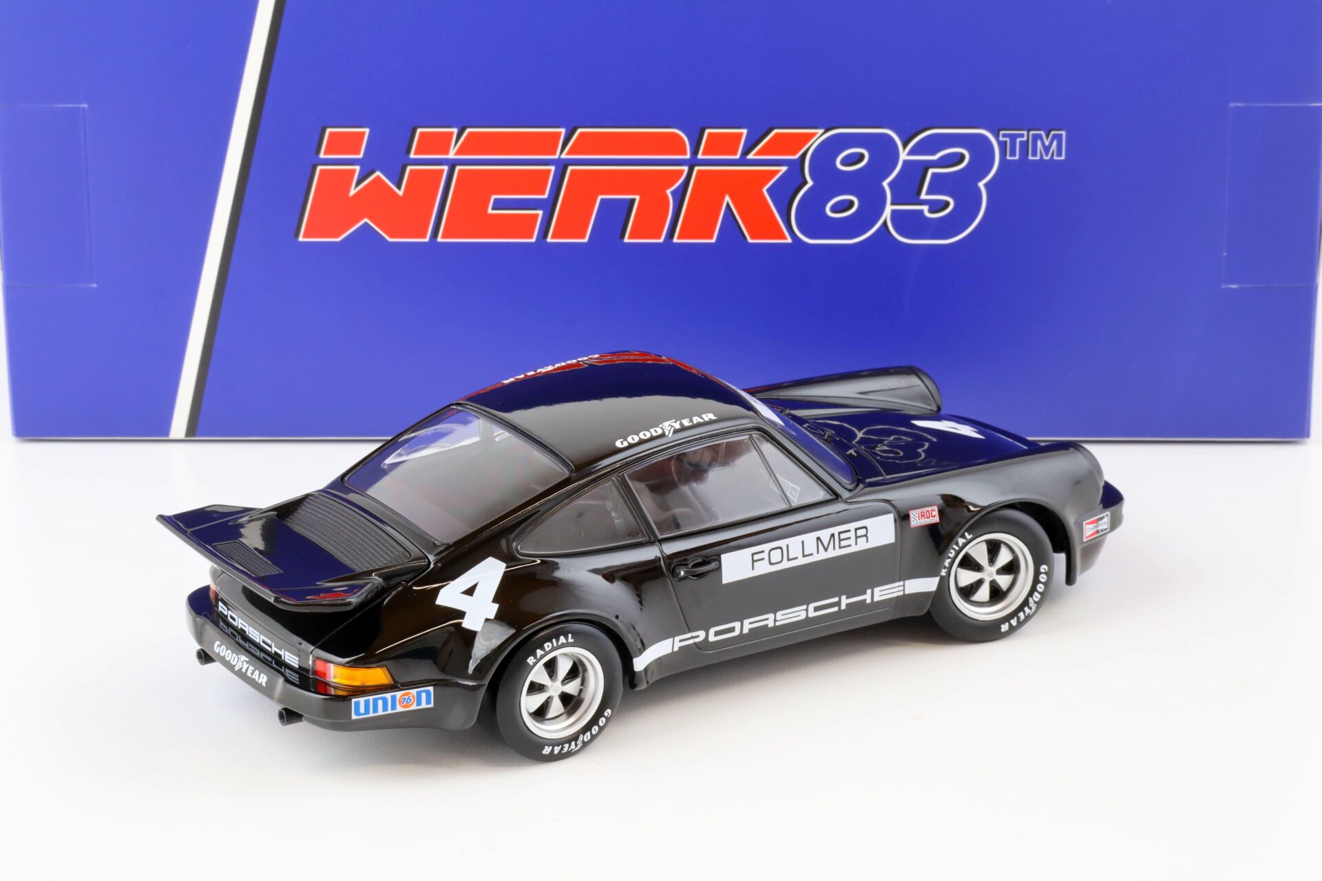 1:18 WERK83 Porsche 911 Carrera 3.0 RSR #4 IROC Riverside 1973 Follmer black
