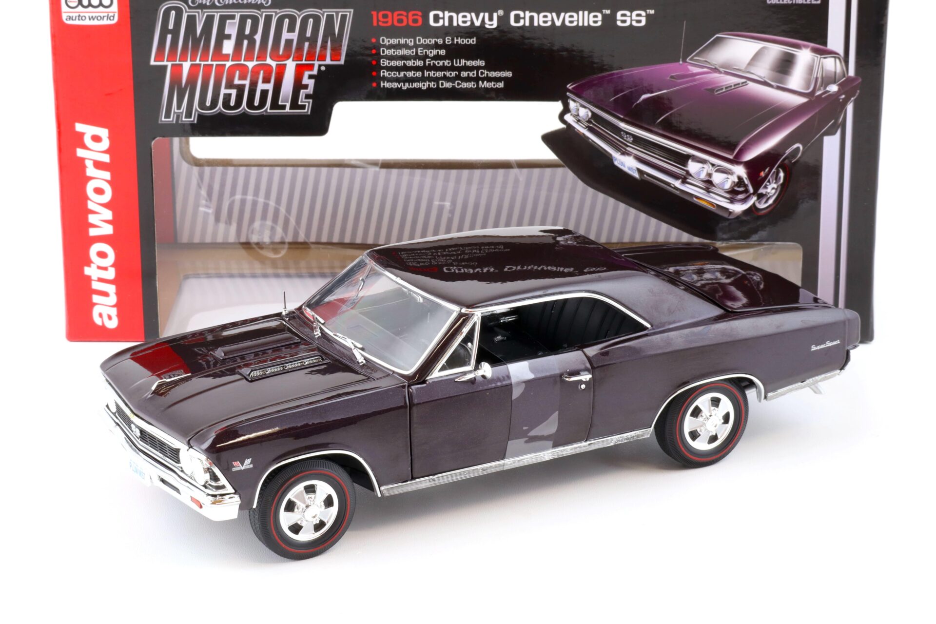 1:18 Auto World 1966 Chevrolet Chevelle SS 396 burgundy metallic
