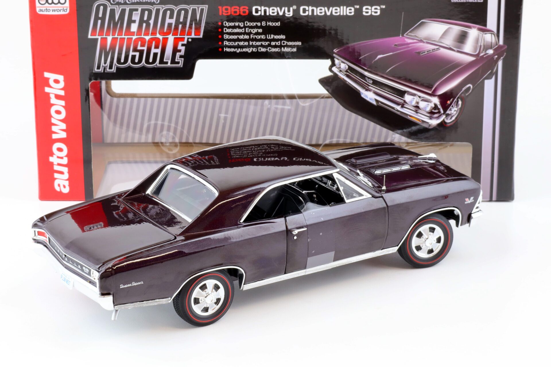 1:18 Auto World 1966 Chevrolet Chevelle SS 396 burgundy metallic