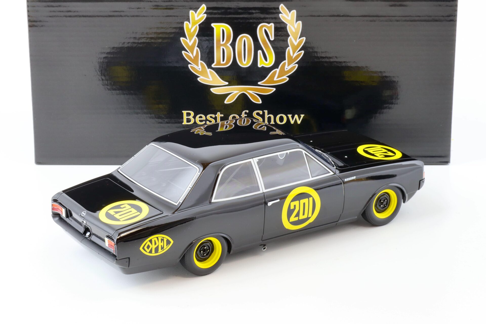 1:18 BOS-Models Opel Rekord C Schwarze Witwe #201 black
