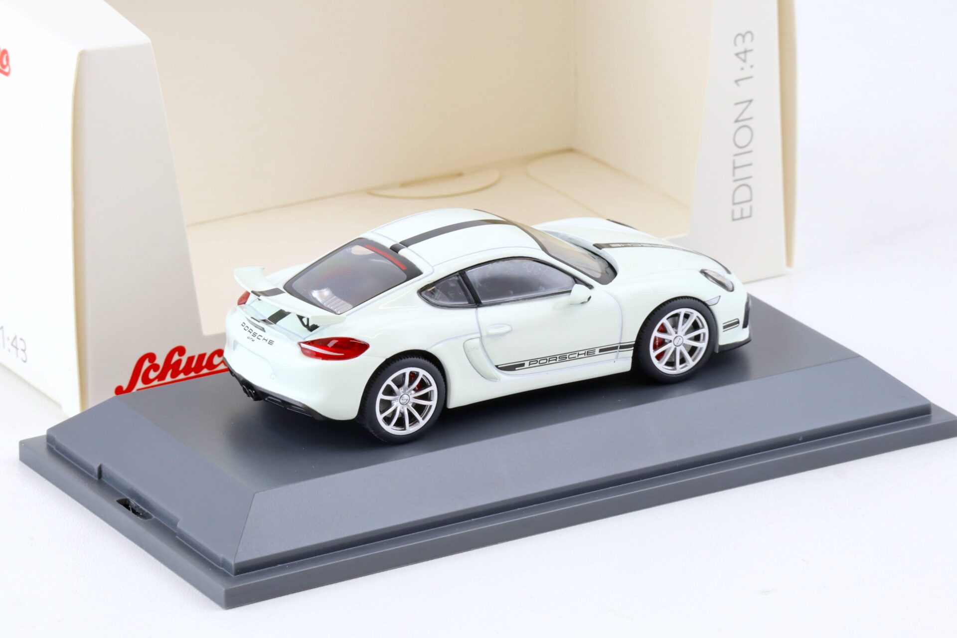1:43 Schuco Porsche Cayman GT4 Coupe white/ black stripes