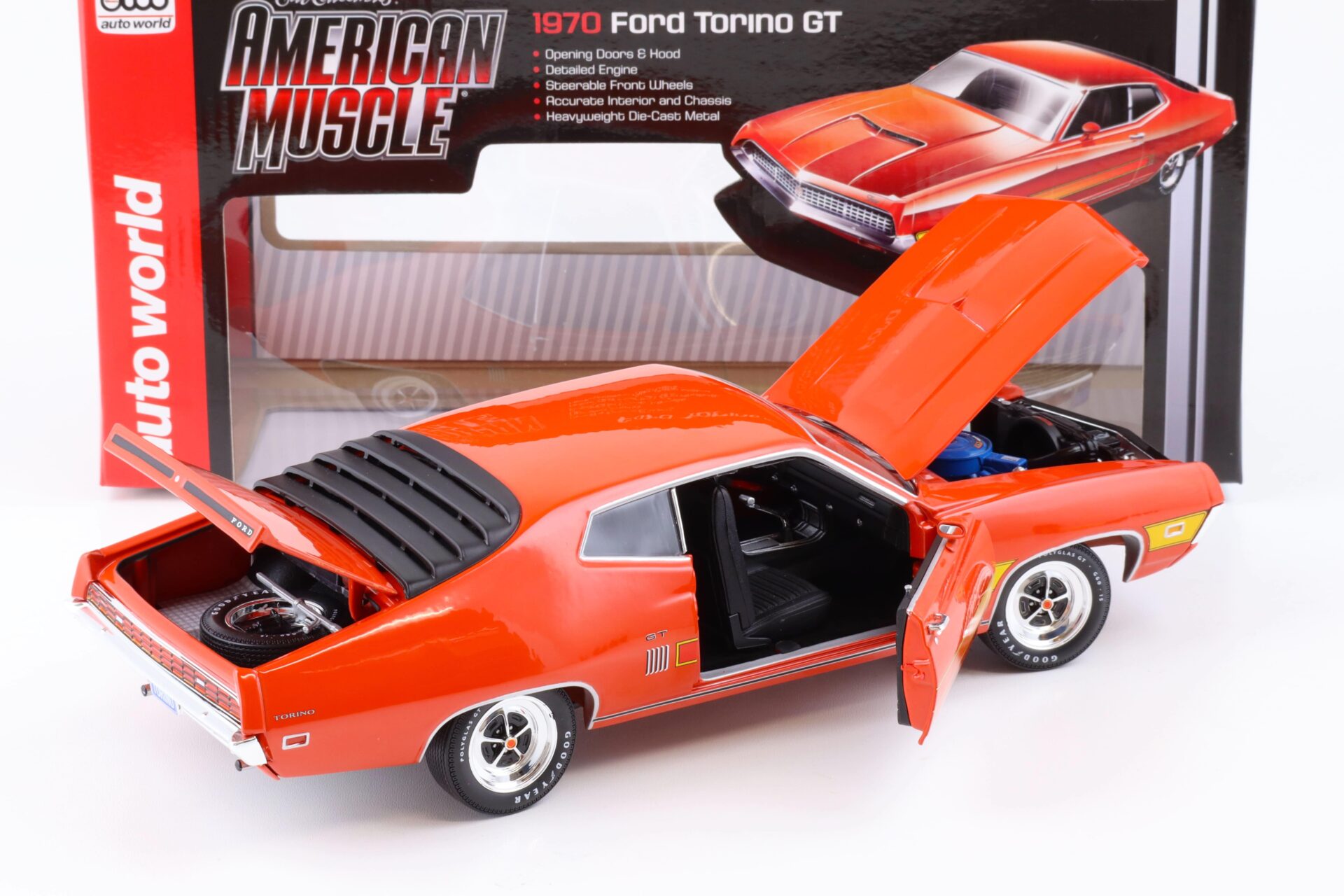 1:18 Auto World 1970 Ford Torino GT Coupe orange
