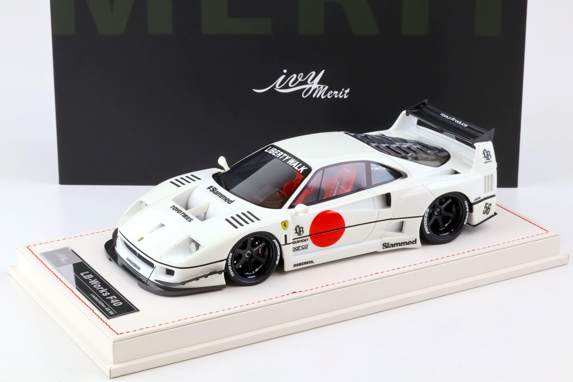 1:18 Ivy Model Merit Ferrari F40 LB Works LBWK white/ glow blue - Limited 88 pcs.
