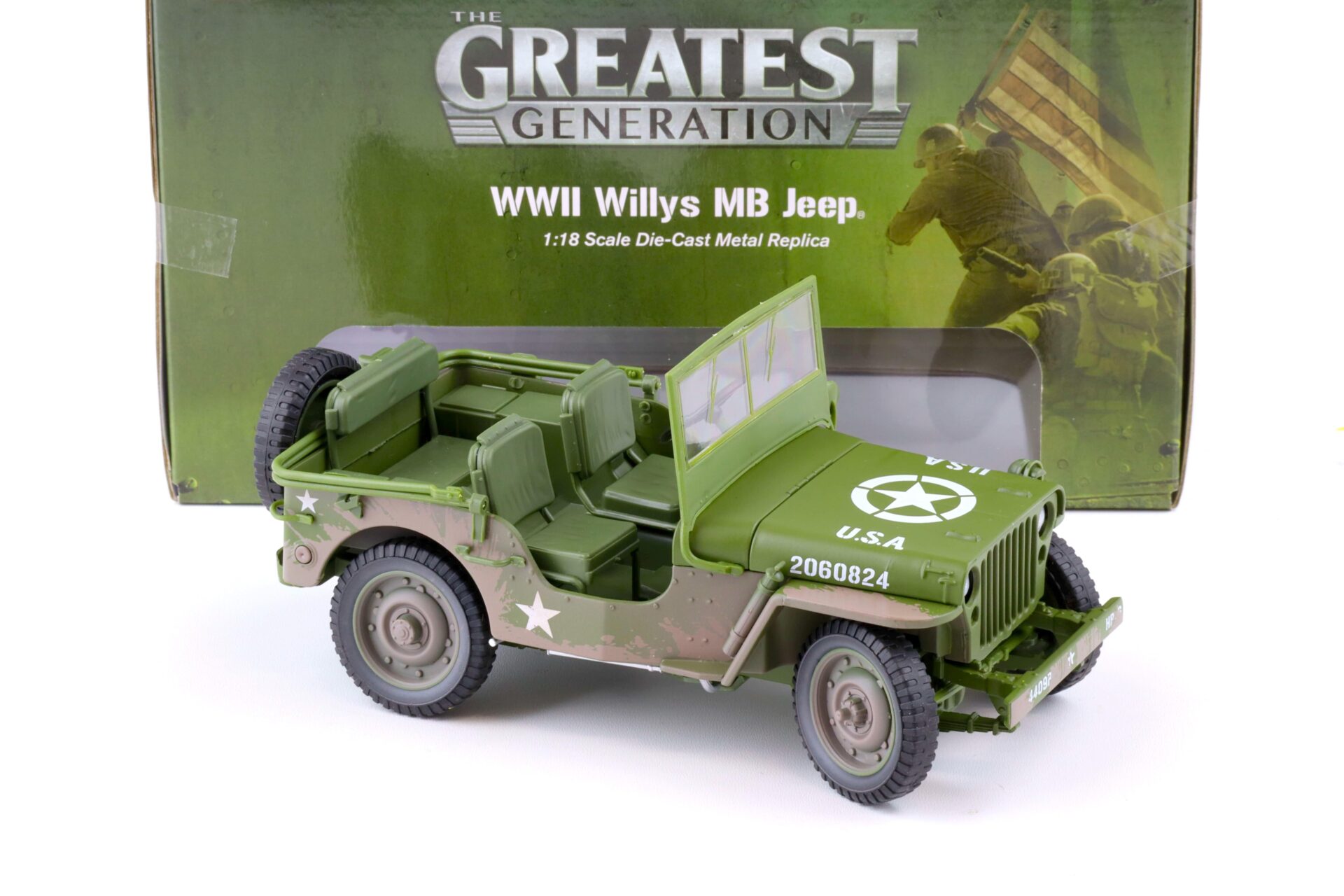 1:18 Auto World 1941 WWII Willys MB Jeep US Army green olive Dirty Version