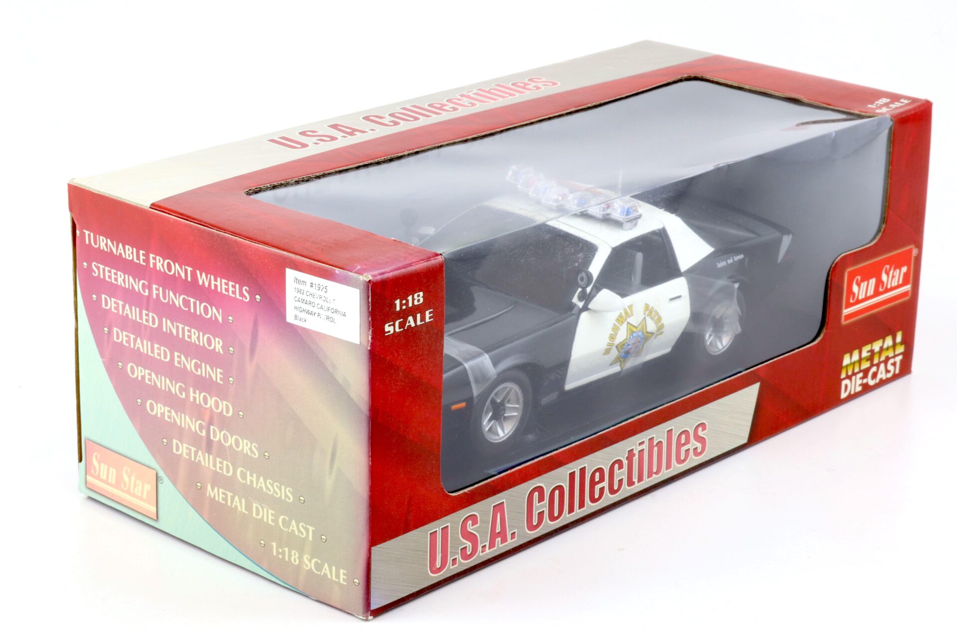 1:18 Sun Star 1982 Camaro Z28 California Highway Patrol black / white