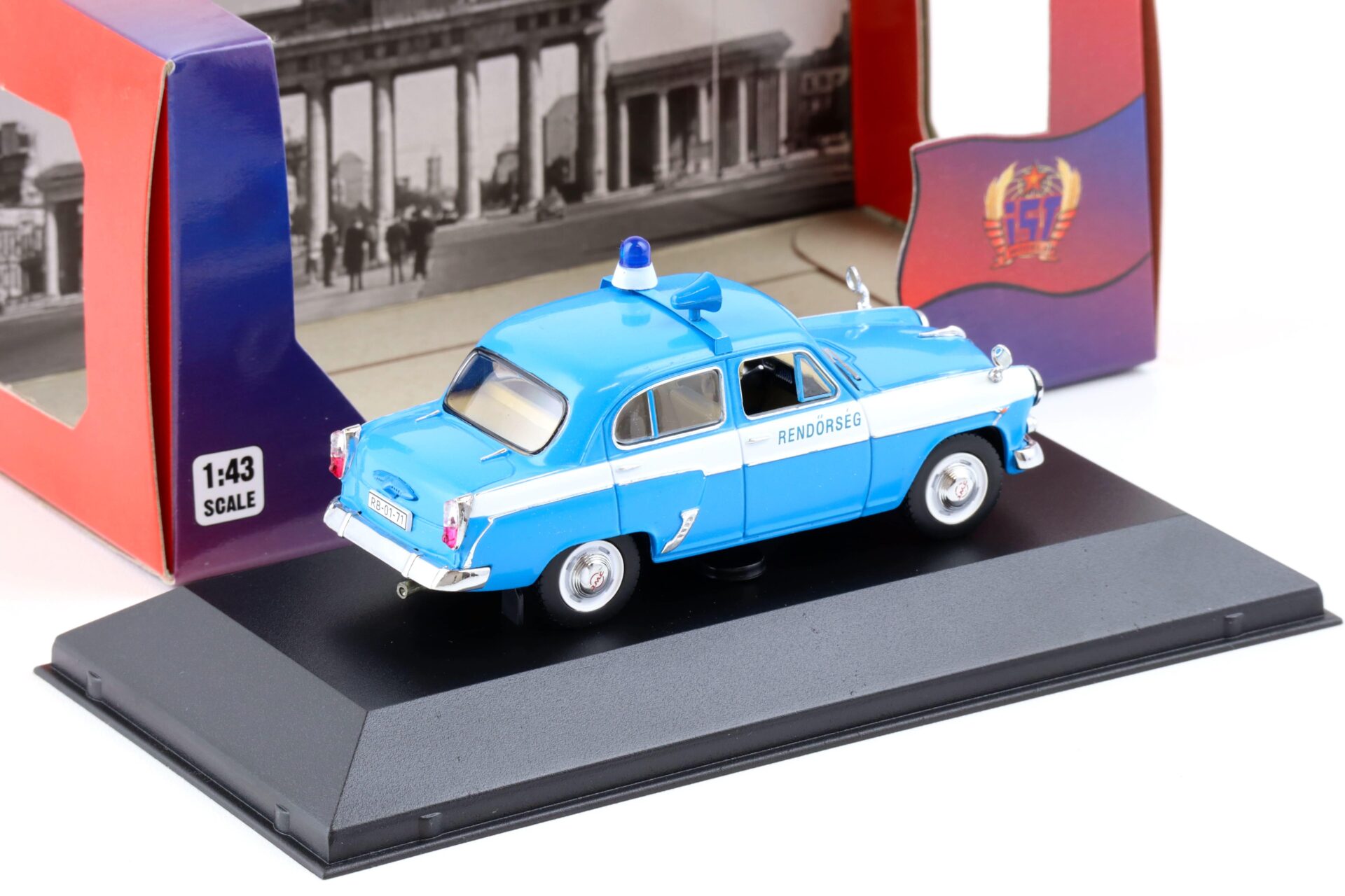 1:43 IST Models Moskwitch 407 Budapest Police Hungary 1959 blue/ white