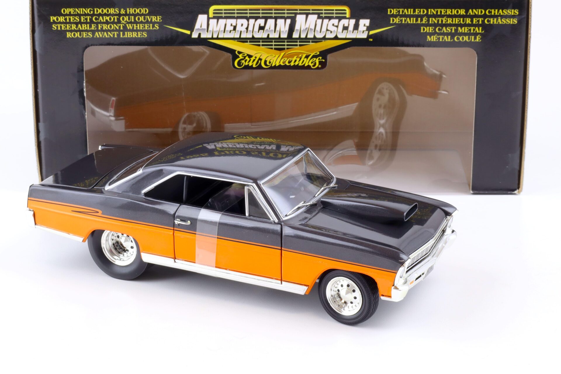 1:18 ERTL 1966 Chevrolet Nova PRO STOCK Coupe grey metallic/ orange