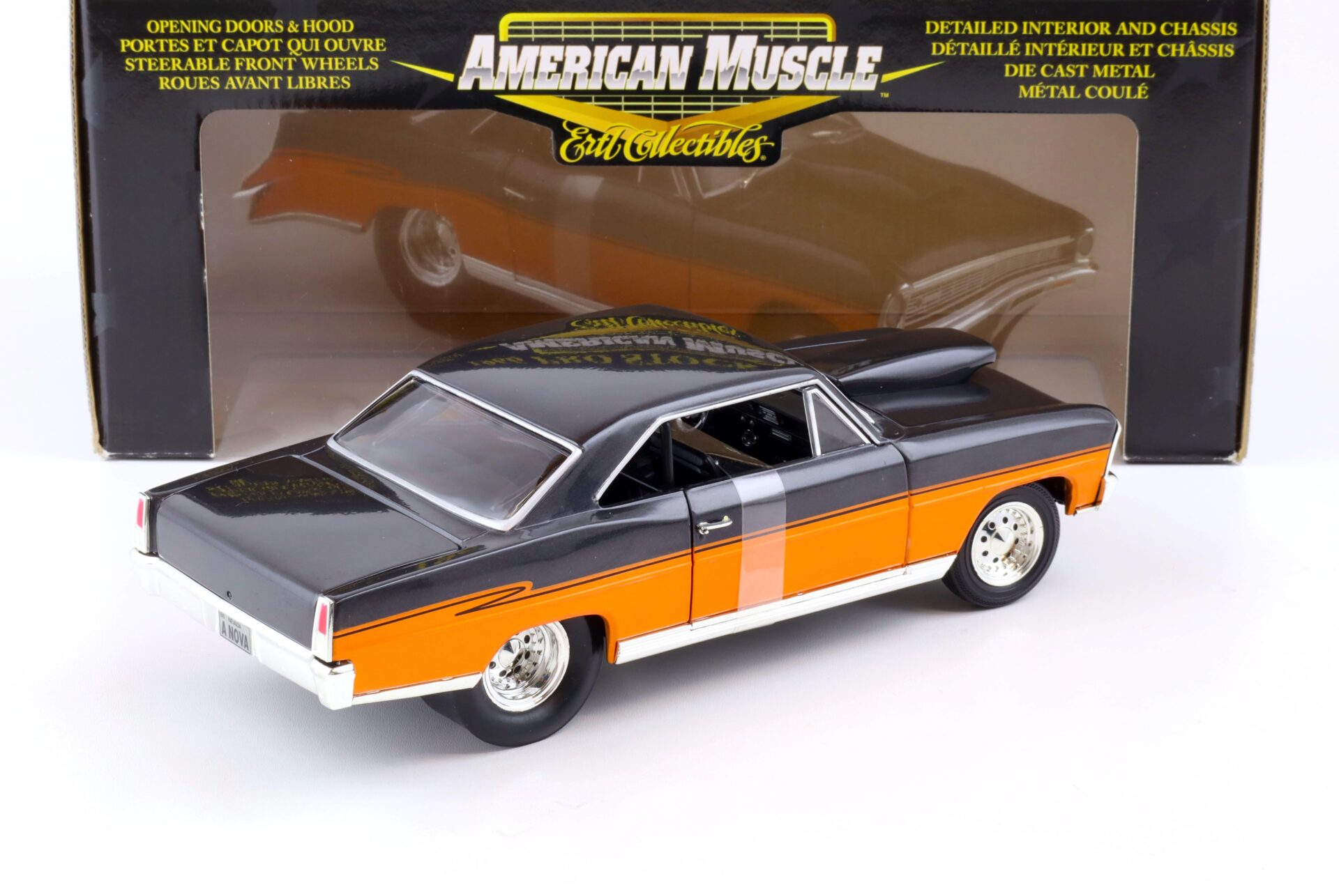 1:18 ERTL 1966 Chevrolet Nova PRO STOCK Coupe grey metallic/ orange