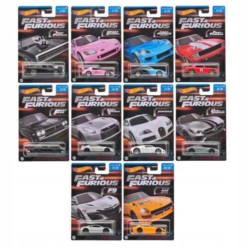1:64 Hot Wheels 2023 Fast & Furious SET 10 pcs. Honda, Dodge, Bugatti HNR88
