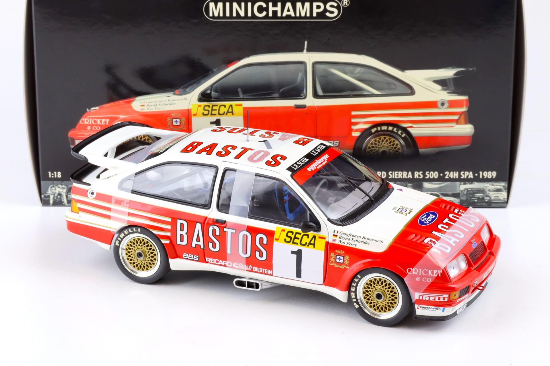 1:18 Minichamps Ford Sierra RS 500 24h SPA 1989 Winner Brancatelli/ Percy Bastos #1