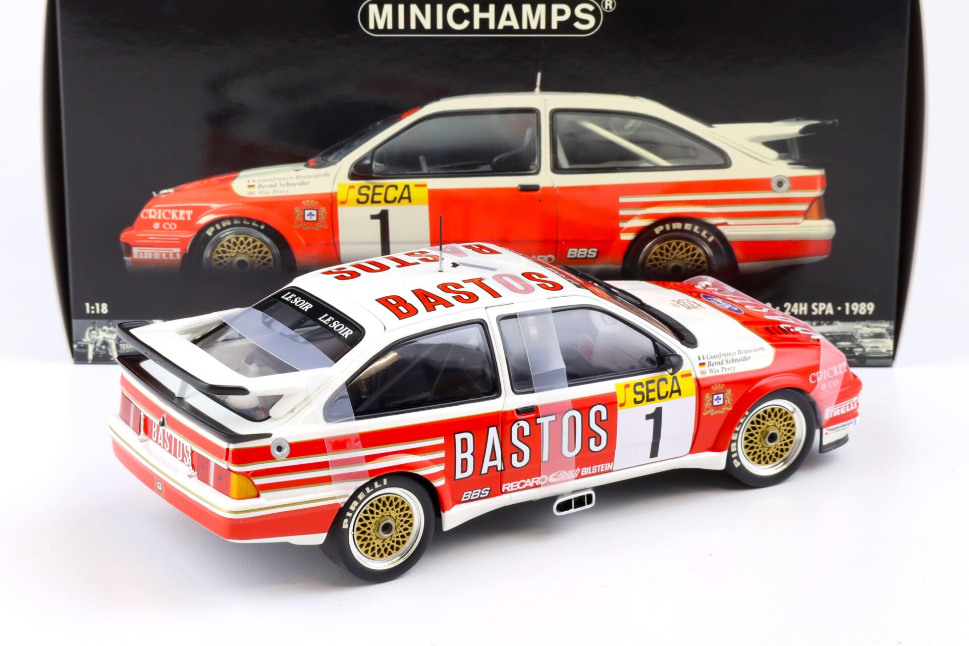 1:18 Minichamps Ford Sierra RS 500 24h SPA 1989 Winner Brancatelli/ Percy Bastos #1