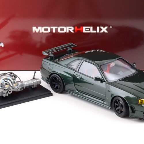 1:18 Motorhelix Nissan Skyline GT-R (R34) NISMO CUSTOMIZED dark green + engine M83408