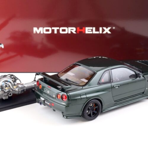 1:18 Motorhelix Nissan Skyline GT-R (R34) NISMO CUSTOMIZED dark green + engine M83408