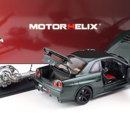 1:18 Motorhelix Nissan Skyline GT-R (R34) NISMO CUSTOMIZED dark green + engine M83408