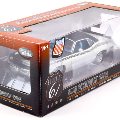 1:18 Highway61 Plymouth Cuda AAR Coupe 1970 white/ black vinyl roof 50613