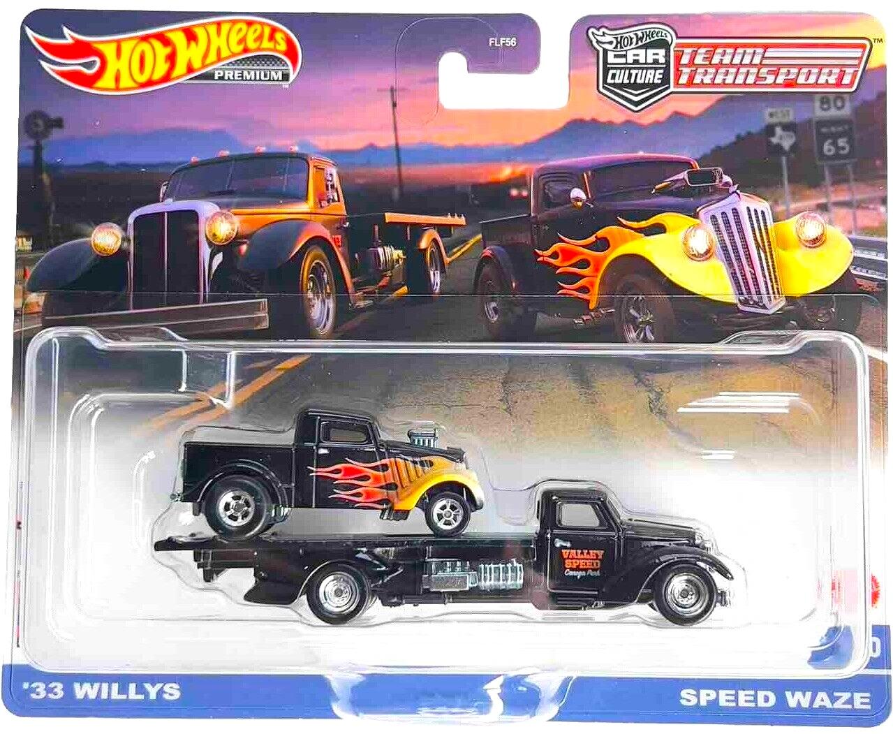 1:64 Hot Wheels Premium 2024 Team Transport 1933 Willys + Speed Waze Hot Rod