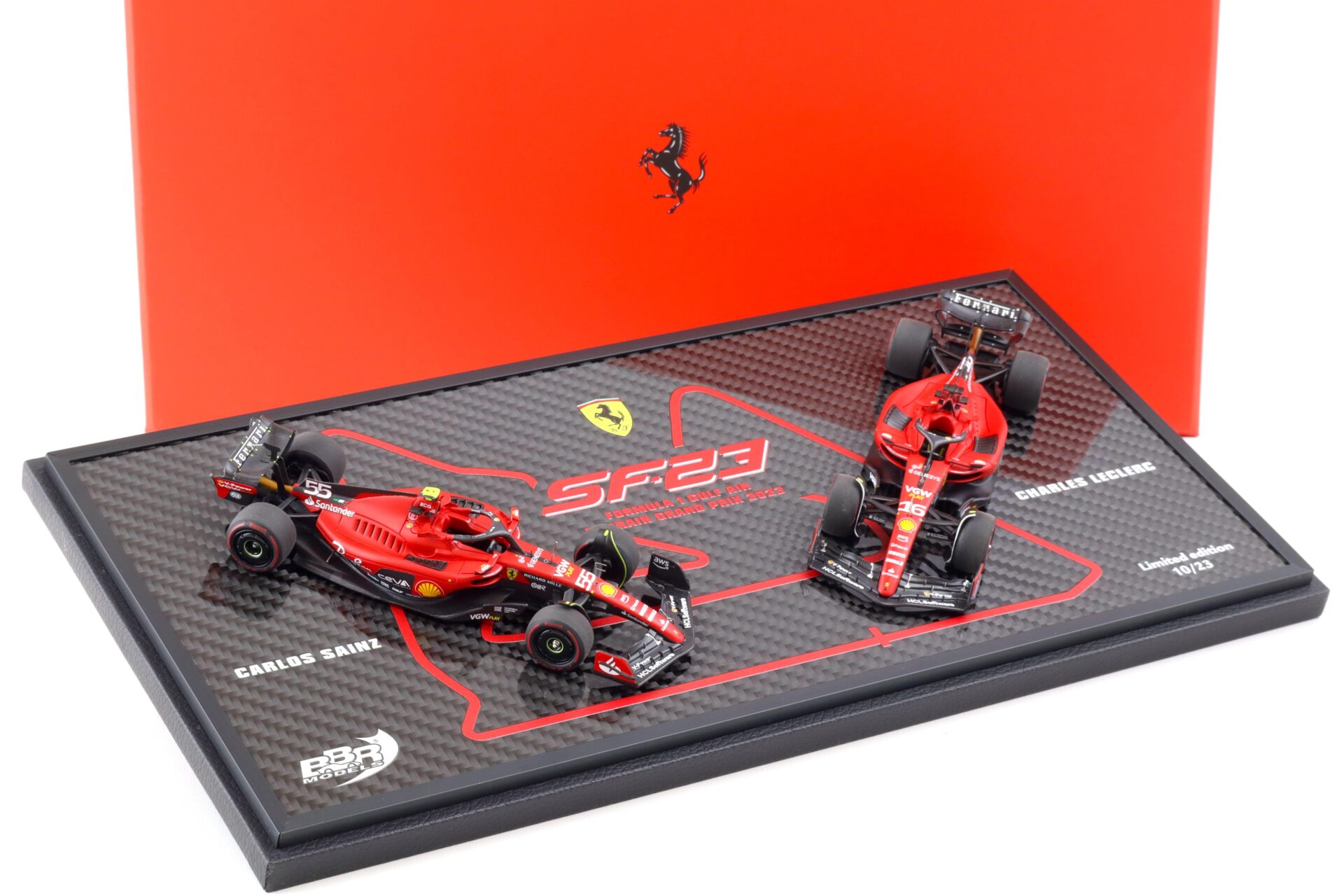 ID 86457 orig.jpg 1:43 BBR Ferrari SF23 GP Bahrain 2023 Leclerc/ Sainz Set of two cars - Limited 23 pcs.