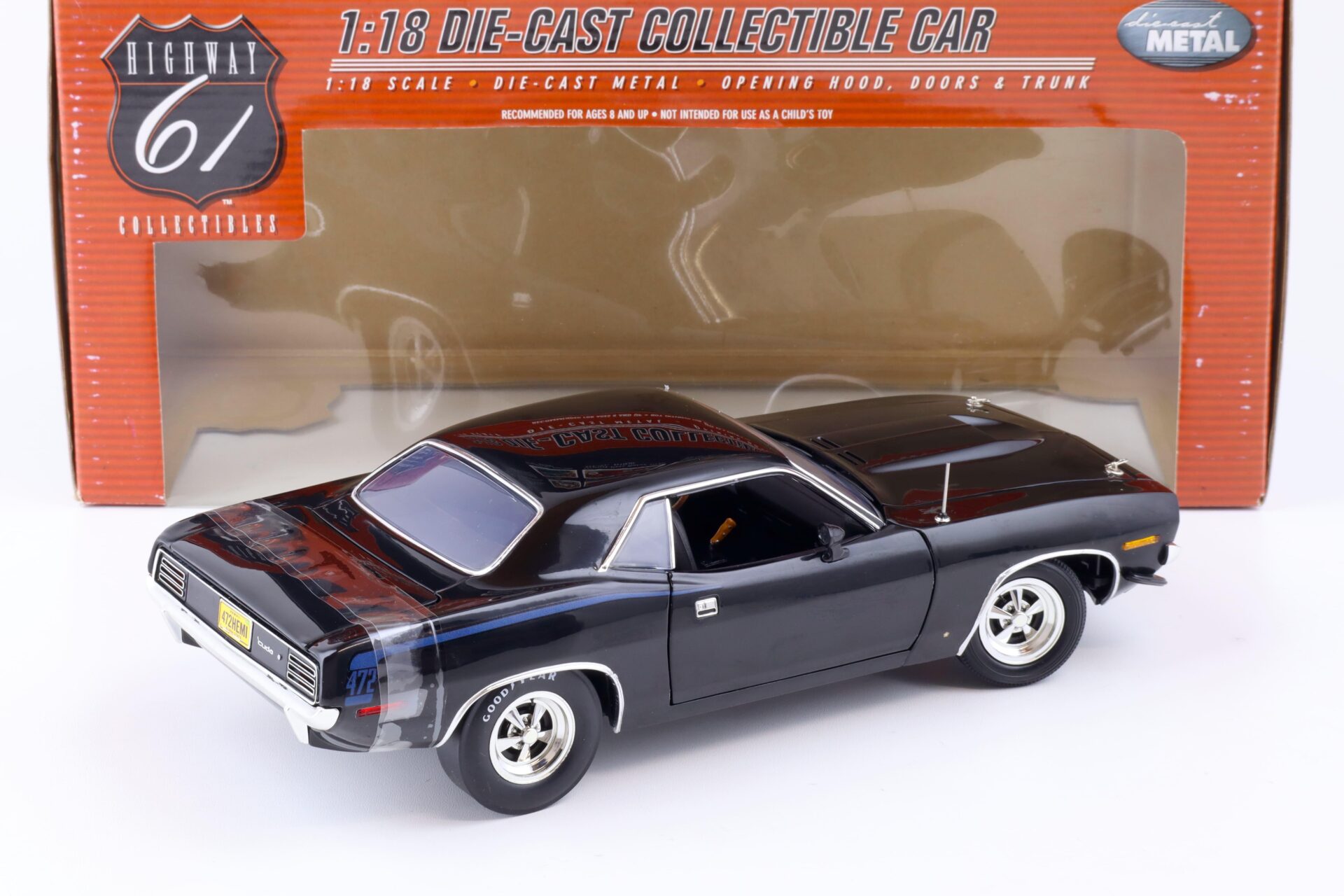 1:18 Highway61 Plymouth Cuda 427 Hemi Super Street Coupe 1970 black 50479