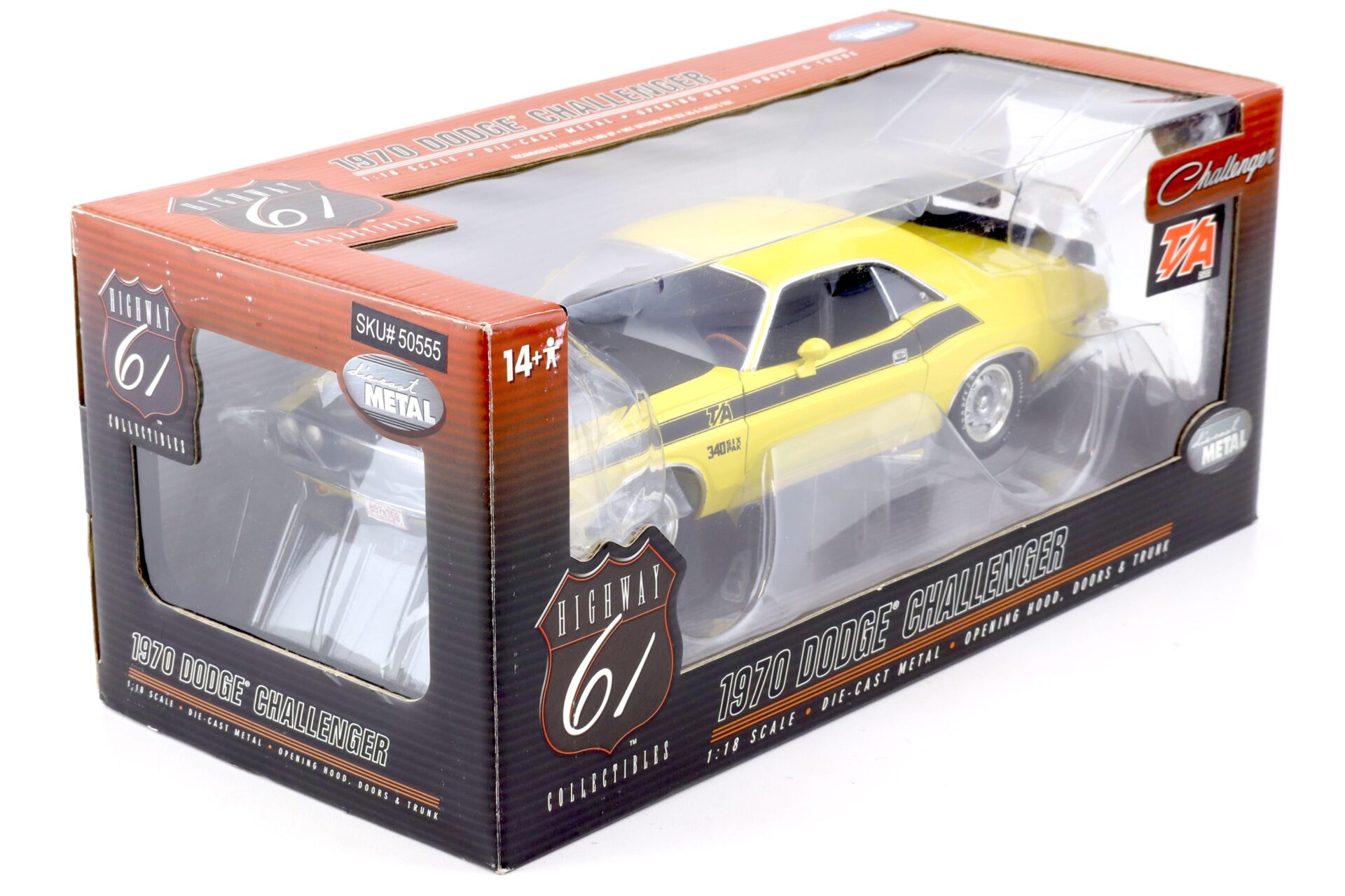 1:18 Highway61 Dodge Challenger T/A 340 SIX PAK Coupe yellow/ black 50555