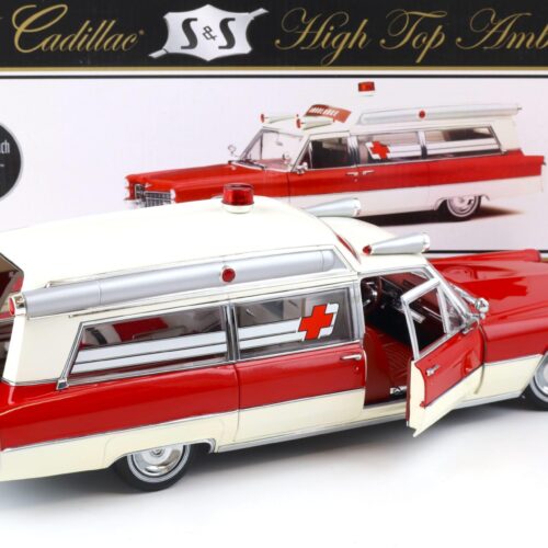 1:18 Sunset Coach Precision 1966 Cadillac S&S High Top Ambulance red/ white