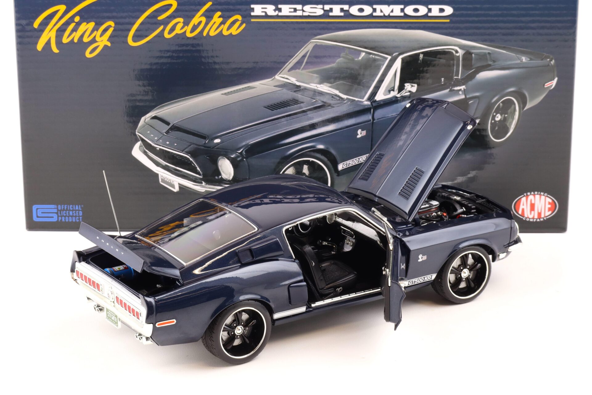 1:18 ACME 1968 Shelby GT500KR Restomod Coupe King Cobra dark blue A1801843