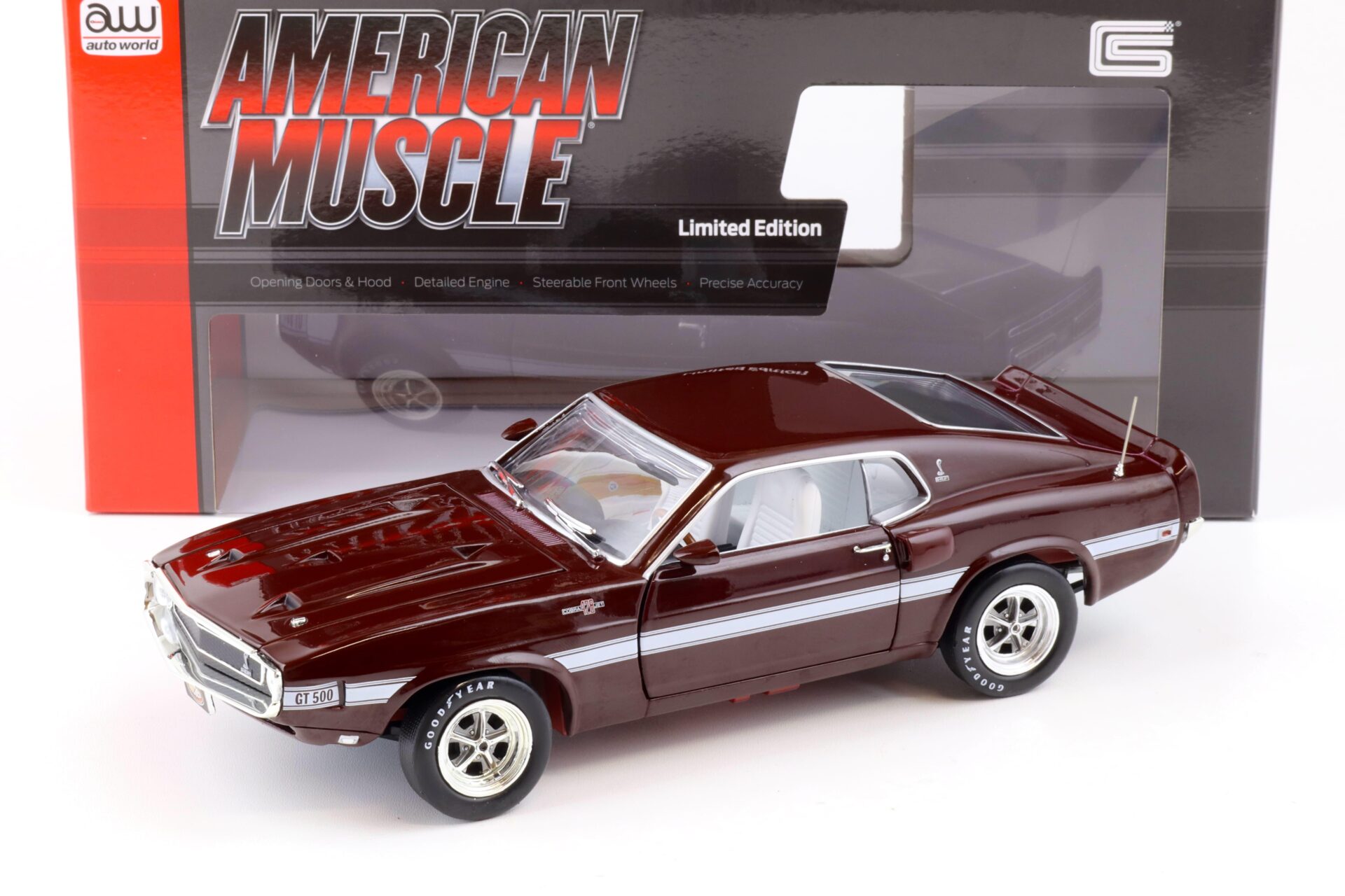 ID 87481 orig.jpg 1:18 Auto World 1969 Shelby GT500 Mustang 2+2 Coupe MCACN Royal Maroon