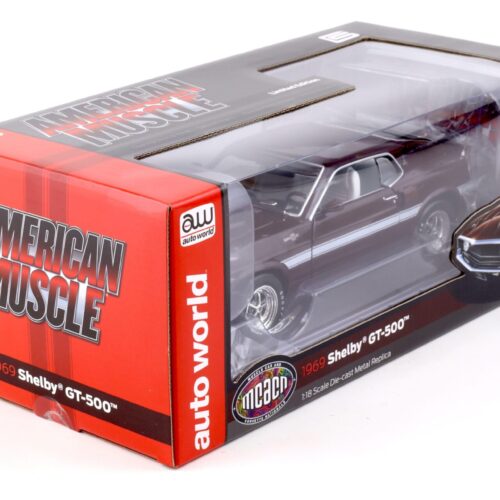 1:18 Auto World 1969 Shelby GT500 Mustang 2+2 Coupe MCACN Royal Maroon