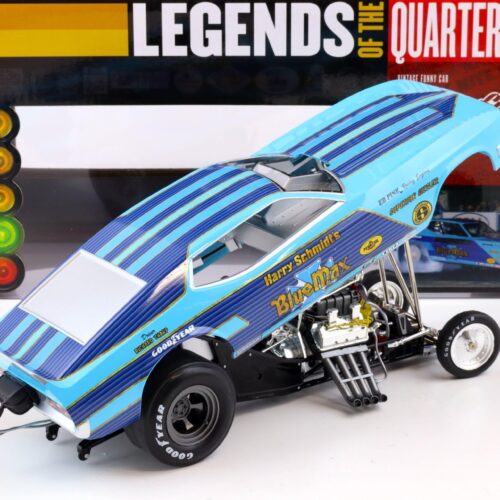 1:18 Auto World 1973 BLUE MAX Ford Mustang Funny Car LOTQM Harry Schmidt blue