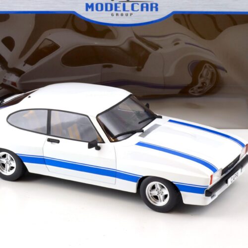 1:18 MCG Ford Capri MK II X-Pack white/ blue stripes LHD 1975