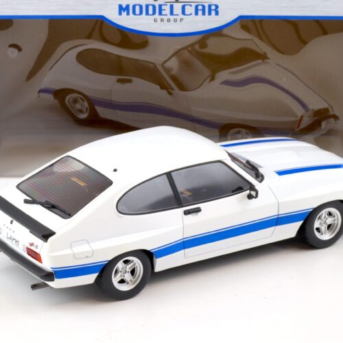 1:18 MCG Ford Capri MK II X-Pack white/ blue stripes LHD 1975