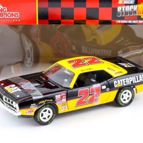 1:18 ERTL Ward Burton Caterpillar 1971 Plymouth Barracuda Stock Rods #22 black/ yellow