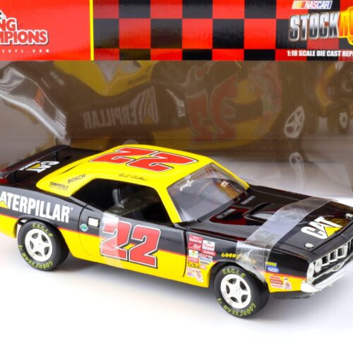 1:18 ERTL Ward Burton Caterpillar 1971 Plymouth Barracuda Stock Rods #22 black/ yellow