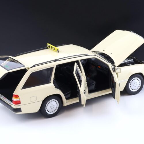 1:18 Norev Mercedes 300 D T-Modell Estate S124 E-Class TAXI ivory DEALER VERSION