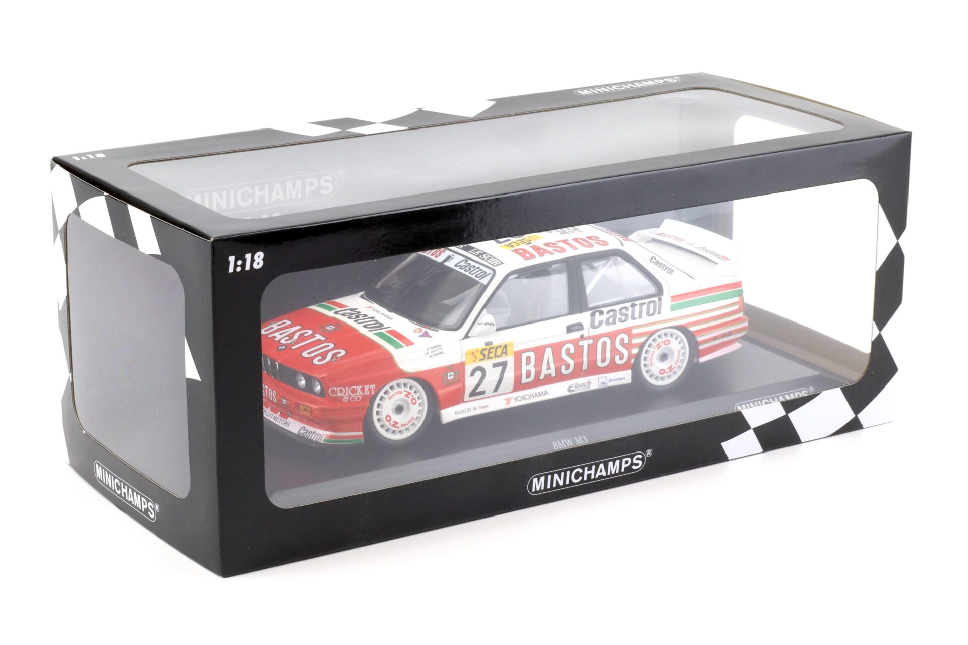 1:18 Minichamps BMW M3 E30 Bigazzi Team Bastos 4th Place 24h Spa 1990 Soper/Hahne