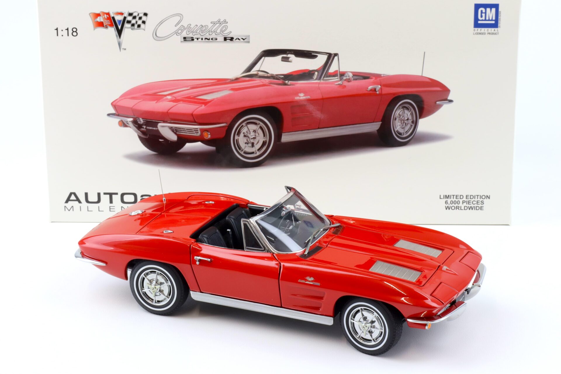 1:18 AUTOart Chevrolet Corvette 1963 Convertible C2 Riverside red 71191