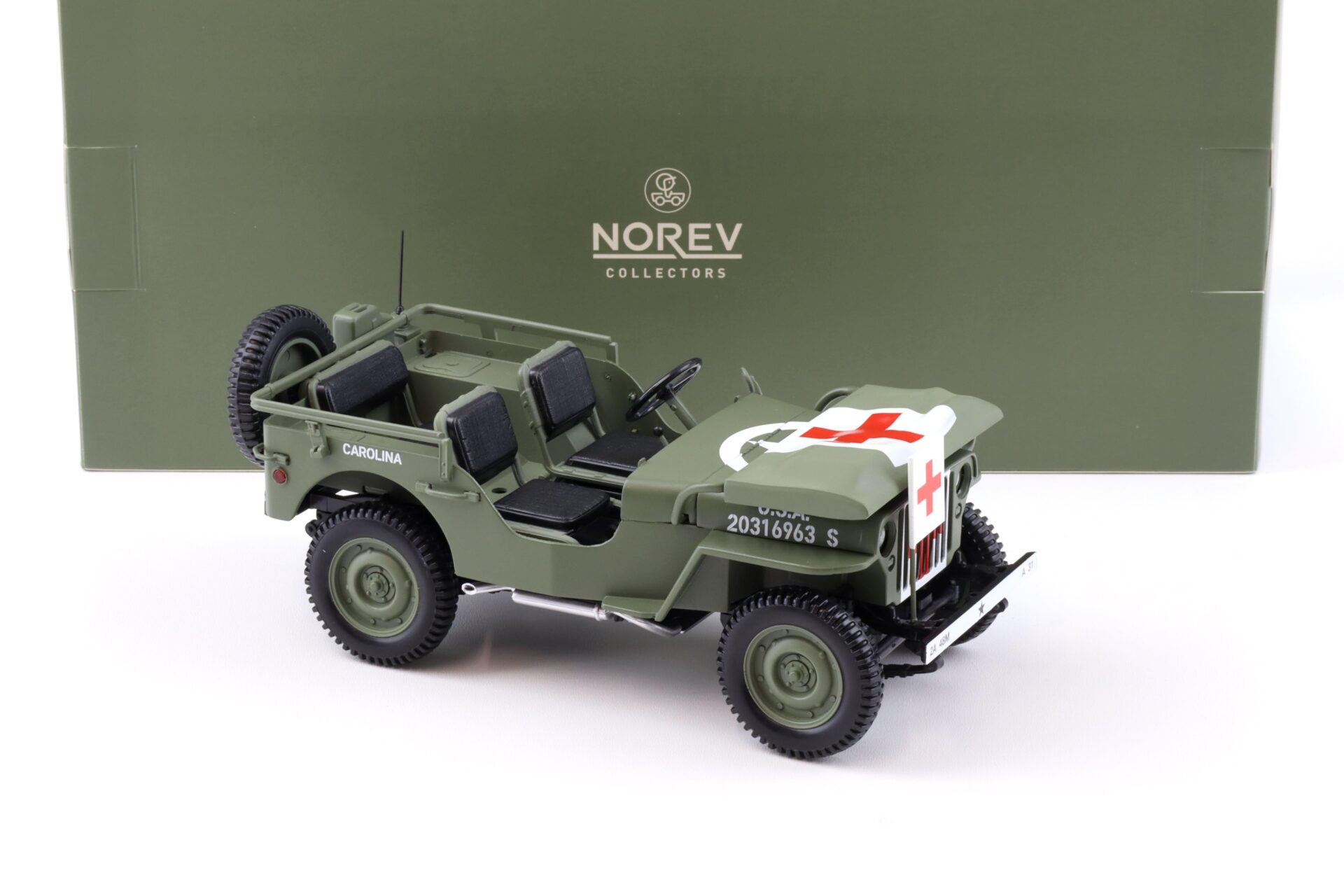 1:18 Norev Jeep Willys Army 1944 Ambulance green/ white - Limited 200 pcs.