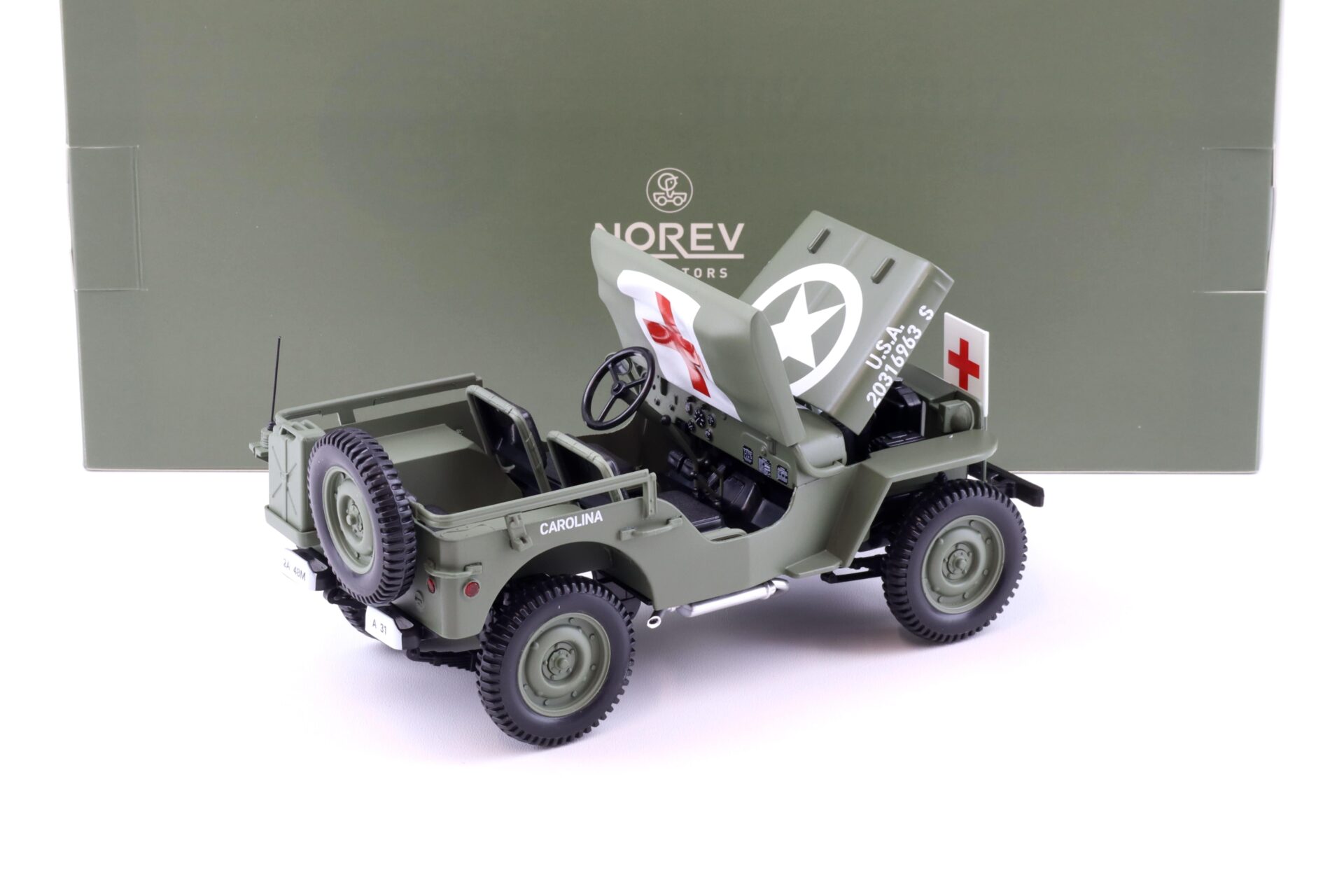 1:18 Norev Jeep Willys Army 1944 Ambulance green/ white - Limited 200 pcs.
