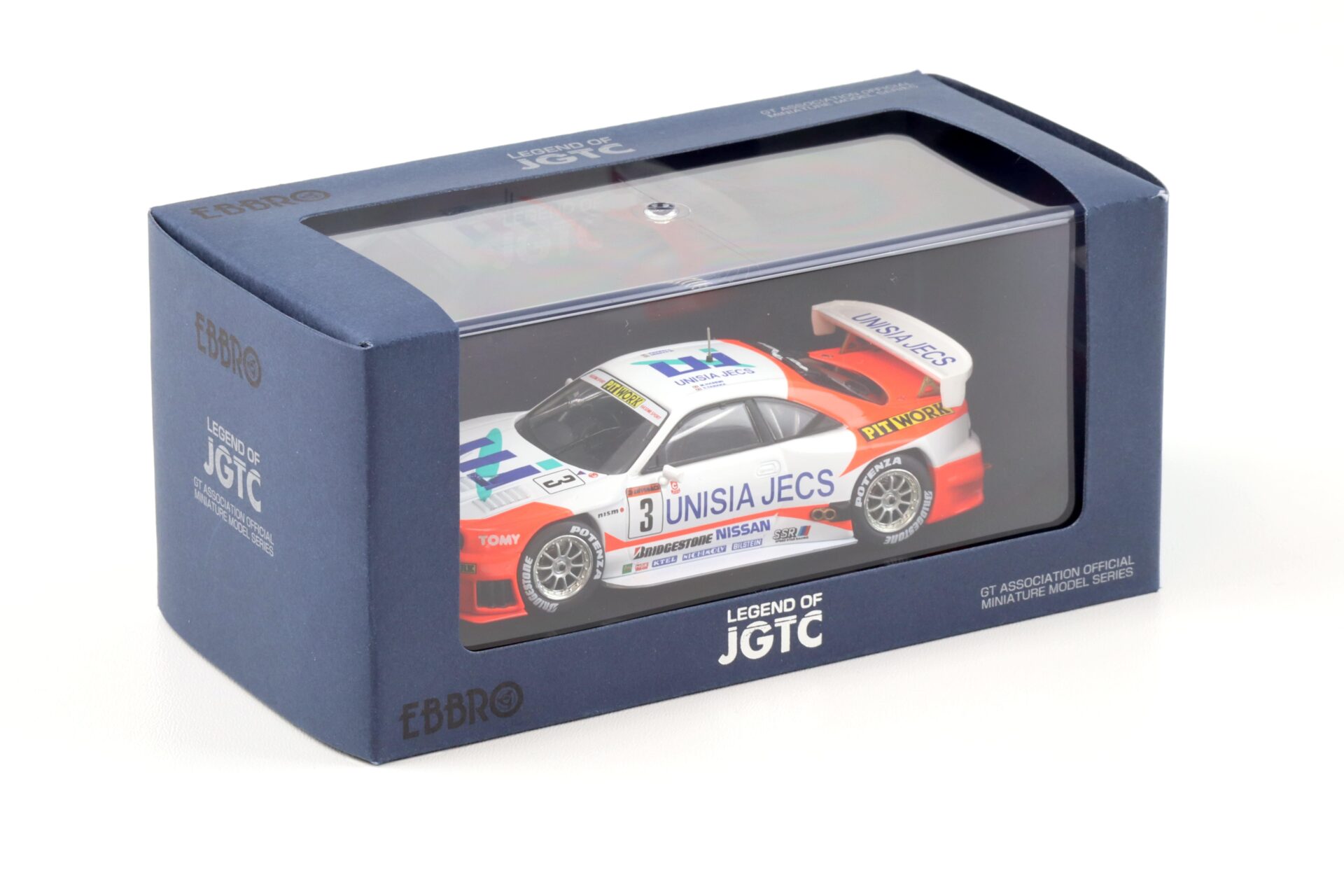 1:43 Ebbro Nissan Skyline R33 UNISIA JECS SKYLINE JGTC 1998 #3 white