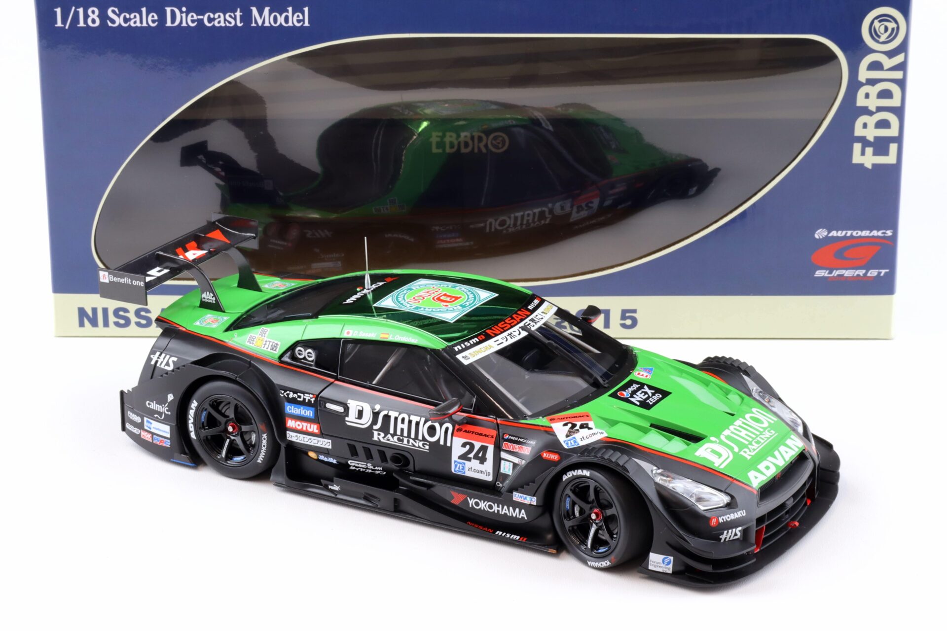 1:18 Ebbro Nissan GT-R Super GT500 2015 Rd.1 Okayama D´station ADVAN #24