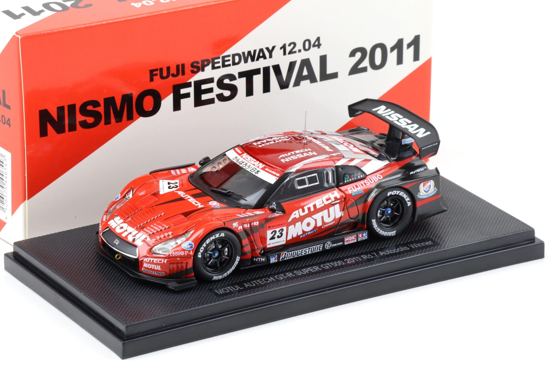 1:43 Ebbro Nissan GT-R Super GT500 Rd.7 Autopolis Winner 2011 MOTUL AUTECH Nismo Festival
