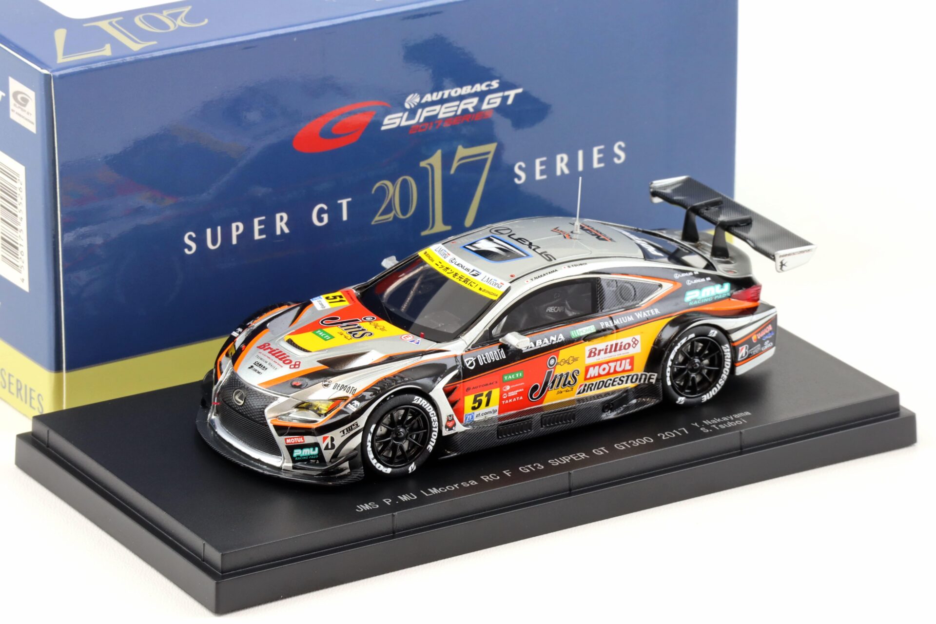 1:43 Ebbro Lexus RC F Super GT300 JMS P.MU LMcorsa RC F GT3 2017 #51 Nakayama
