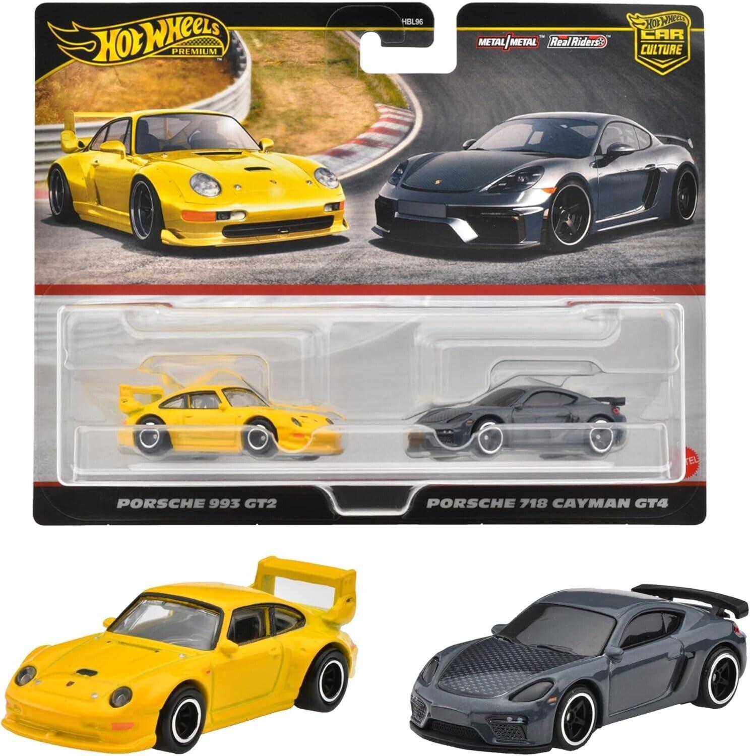 1:64 Hot Wheels 2024 Premium 2-Pack Porsche 993 GT2 & Porsche 718 Cayman GT4 979P