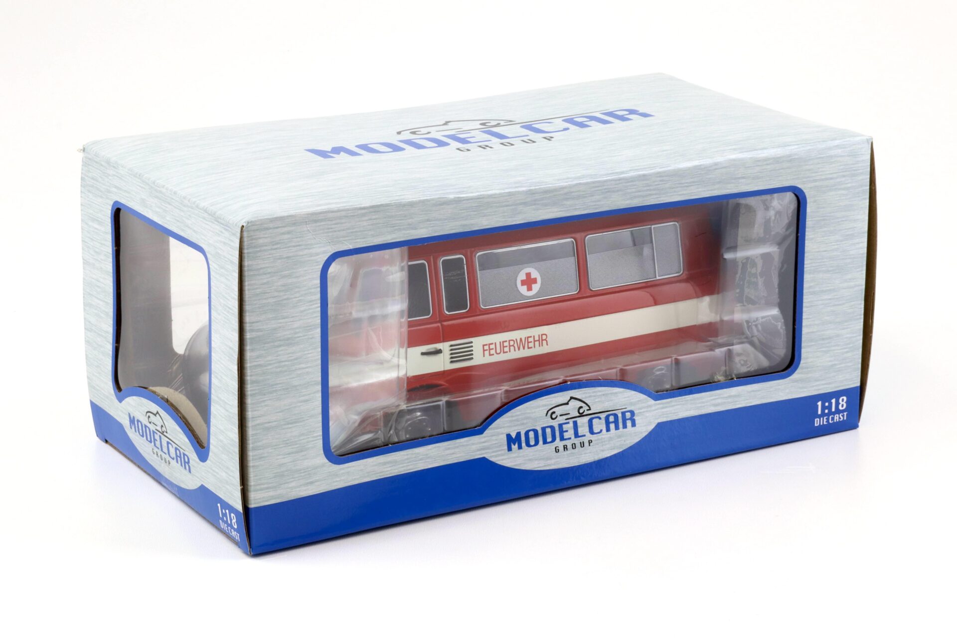 1:18 MCG Barkas B1000 Kleinbus Feuerwehr Ambulanz DDR 1965 white/ red