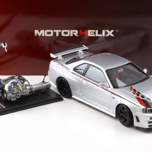 1:18 Motorhelix Nissan Skyline GT-R R34 Nismo CRS Livery silver M83429
